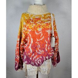 Oversized Turtleneck Sweater Colorful Knit Pullover xs (fits larger)‎